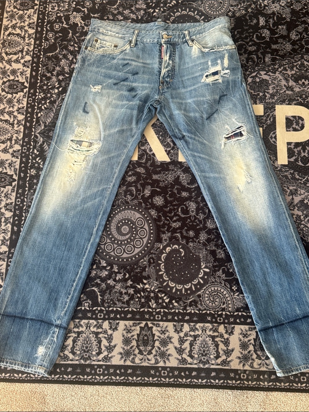 Distressed Light Blue Men’s Jeans - Casual Slim Fit
